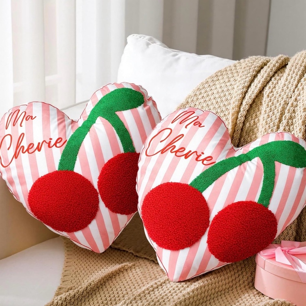 Cherry Heart Throw Pillow Set (2 Pcs)